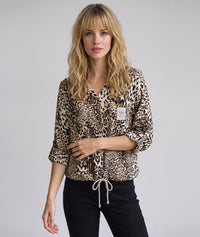 Chemise oversize Claire motif léopard - ecru