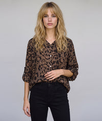 Chemise oversize Dakar motif léopard - bordeau