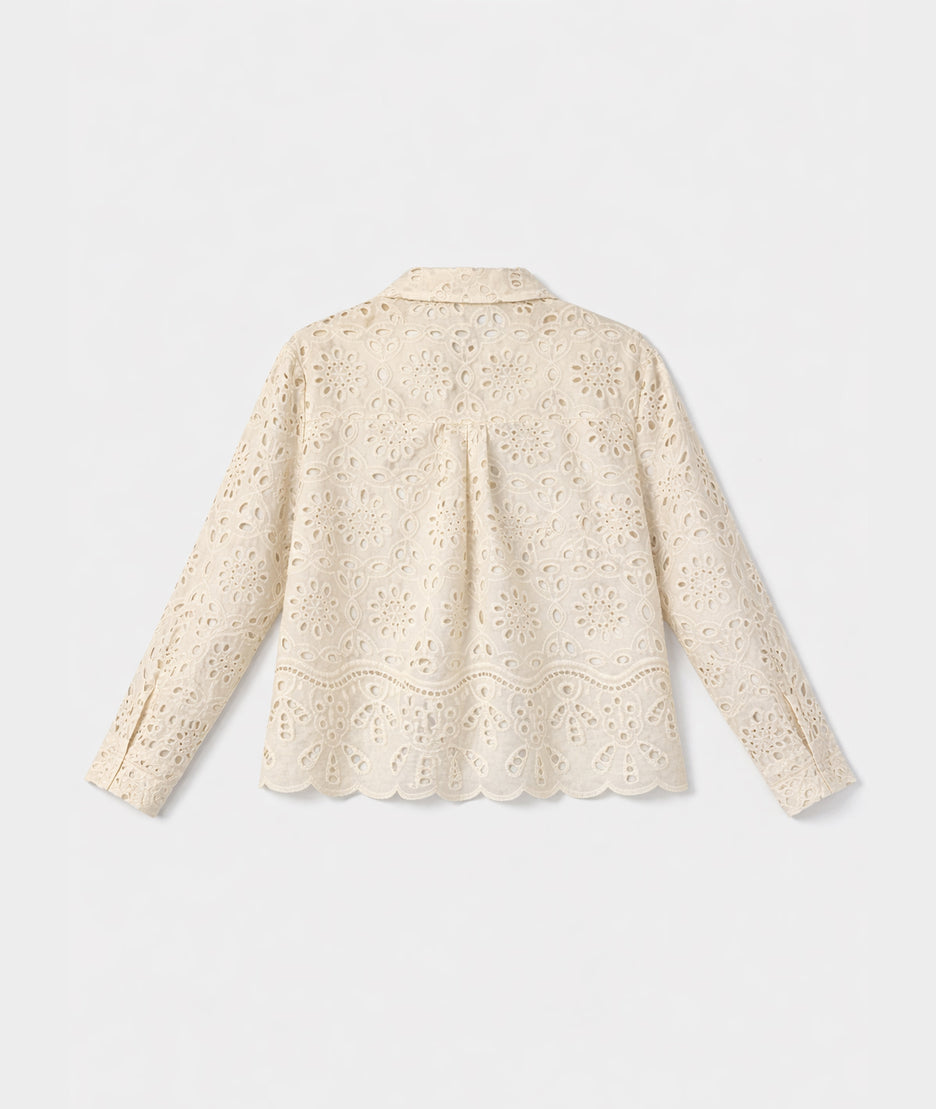 Chemise Dora à broderie ajourée - ecru
