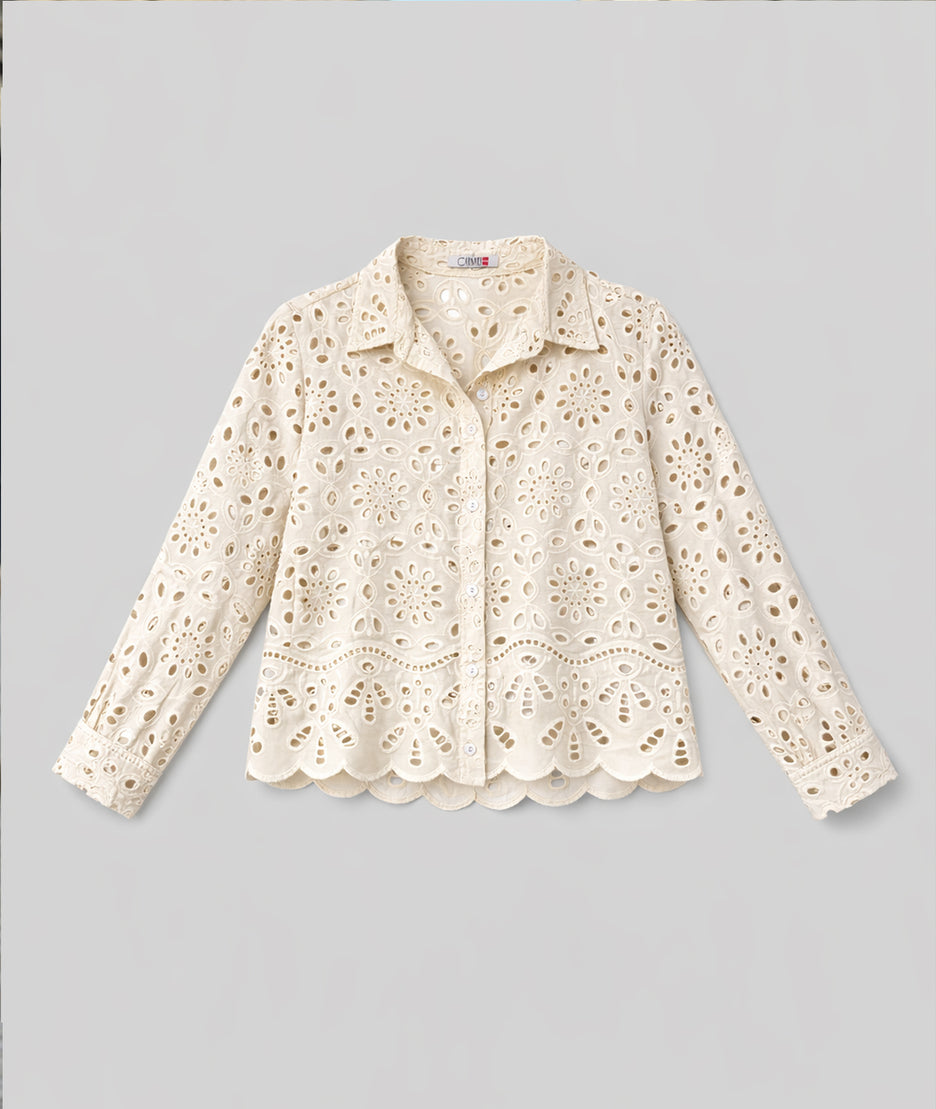 Chemise Dora à broderie ajourée - ecru