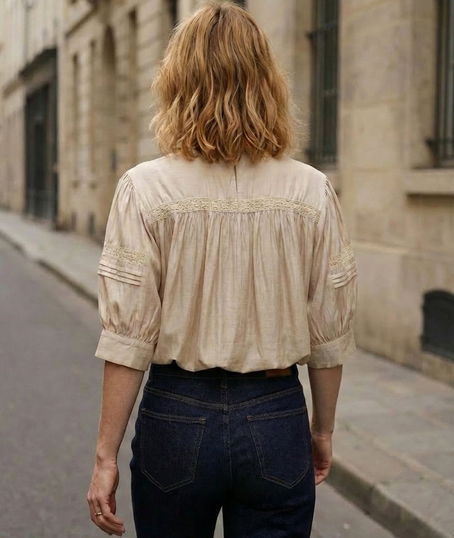 Blouse Eliana fluide manches courte - beige