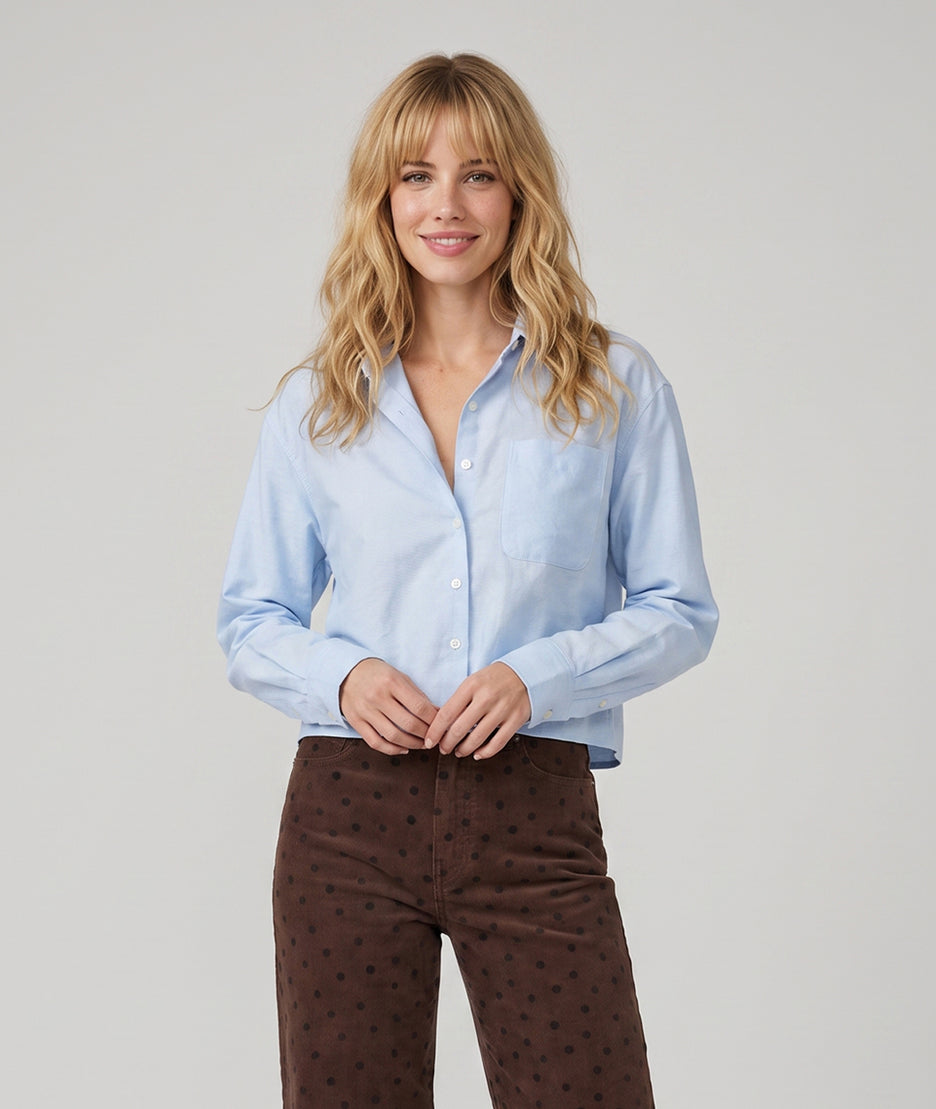 Chemise Essentiel ciel manches longues avec coupe droite courte — marque Carnaby