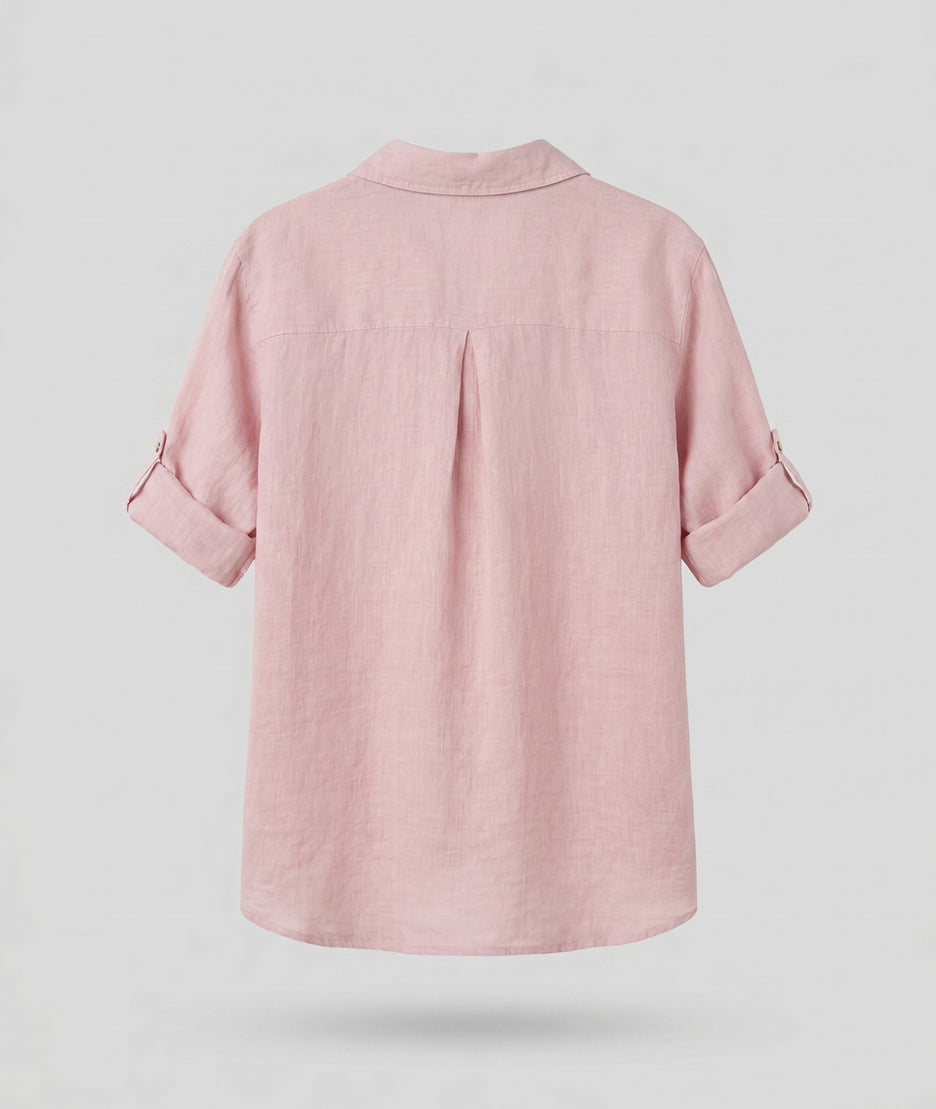 Chemise Evy en lin - rose fond blanc arrière