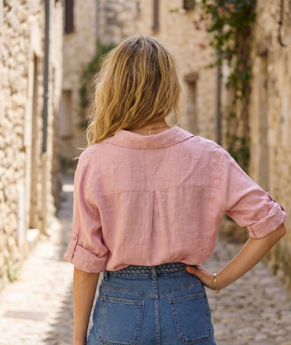 Chemise Evy en lin - rose face arrière