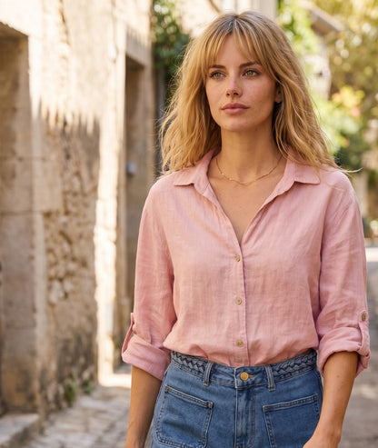 Chemise Evy en lin - rose