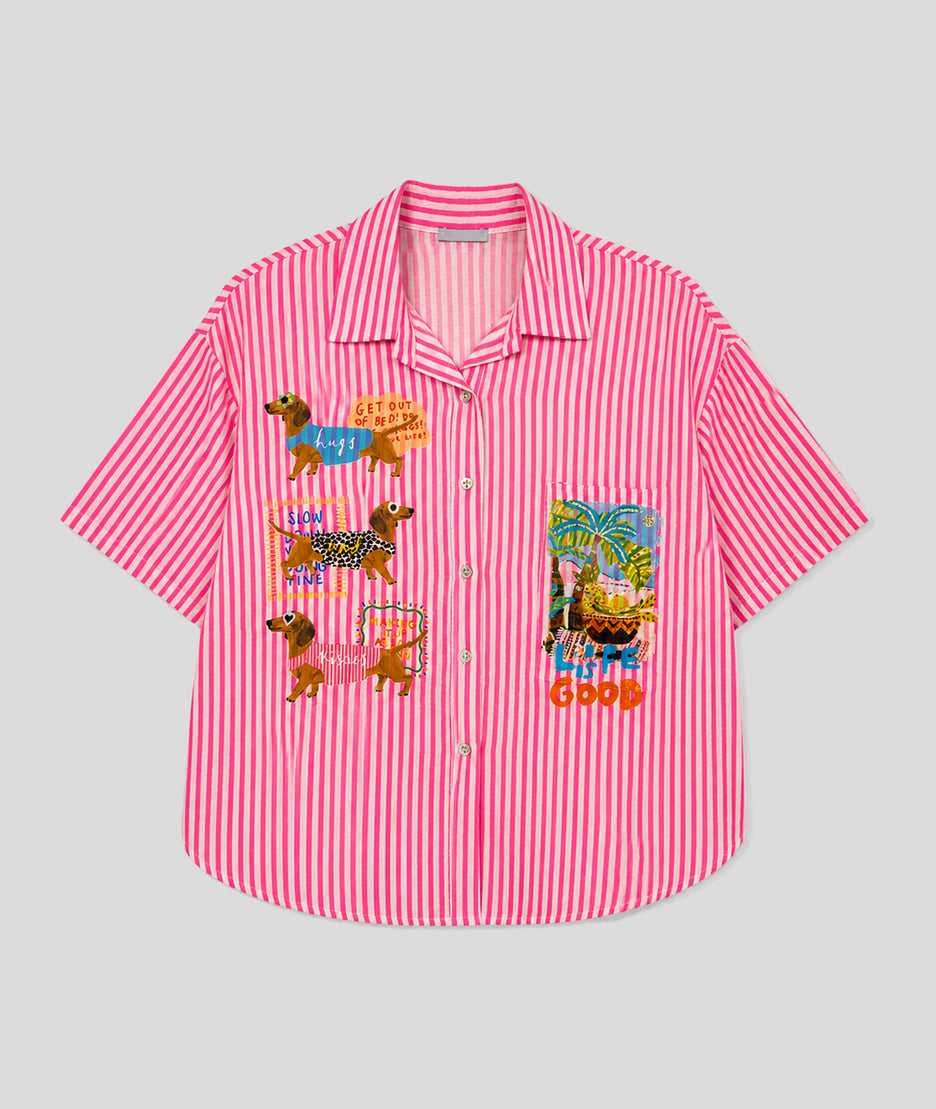 Chemise Fanny à rayures rose face