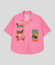 Chemise Fanny à rayures rose face