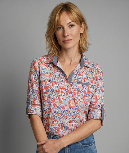 Chemise Joyce scintrée à motif corail face