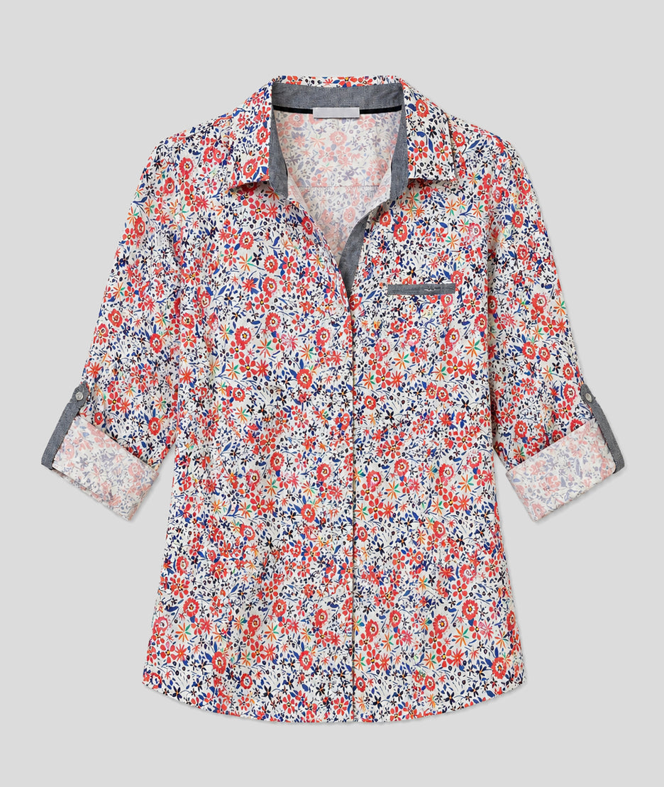 Chemise Joyce scintrée à motif corail face
