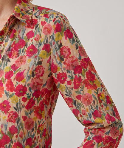 Chemise colorée femme Juli à motif fleuri et col chemise