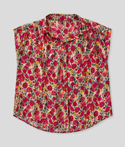 Chemise Juna sans manches motif fleuri rouge face