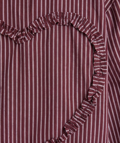Chemise à rayures femme Linette bordeaux et blanche manches longues détail coeur