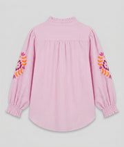 Chemise Niva à rayures avec broderies colorées dos