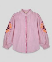 Chemise Niva à rayures avec broderies colorées face
