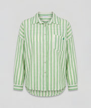 Chemise Noumea verte rayures vert sauge boutons nacrés avant- Carnaby