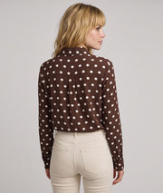 Chemise à motif pois femme choco et écru