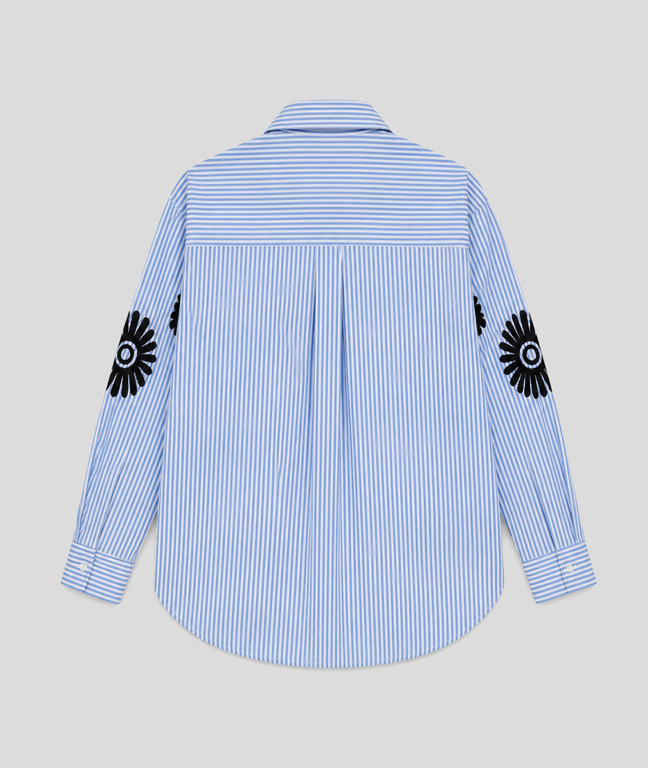 Chemise Rayflo à rayures avec broderies - bleu