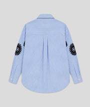 Chemise Rayflo à rayures avec broderies - bleu