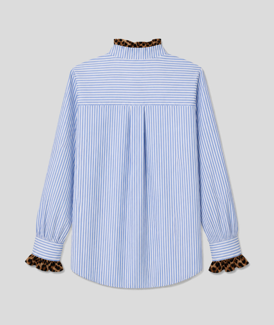 Chemise Rayleo à volants léopard bleu dos