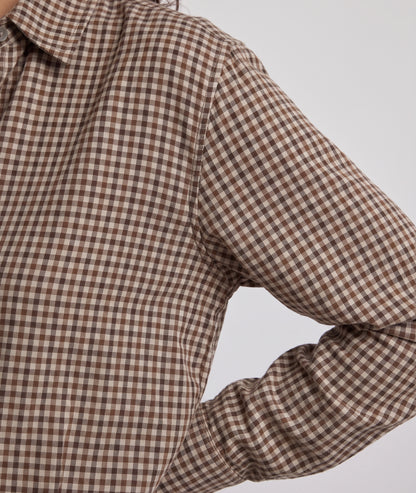 Chemise vichy Rina kaki à carreaux femme détail - Carnaby