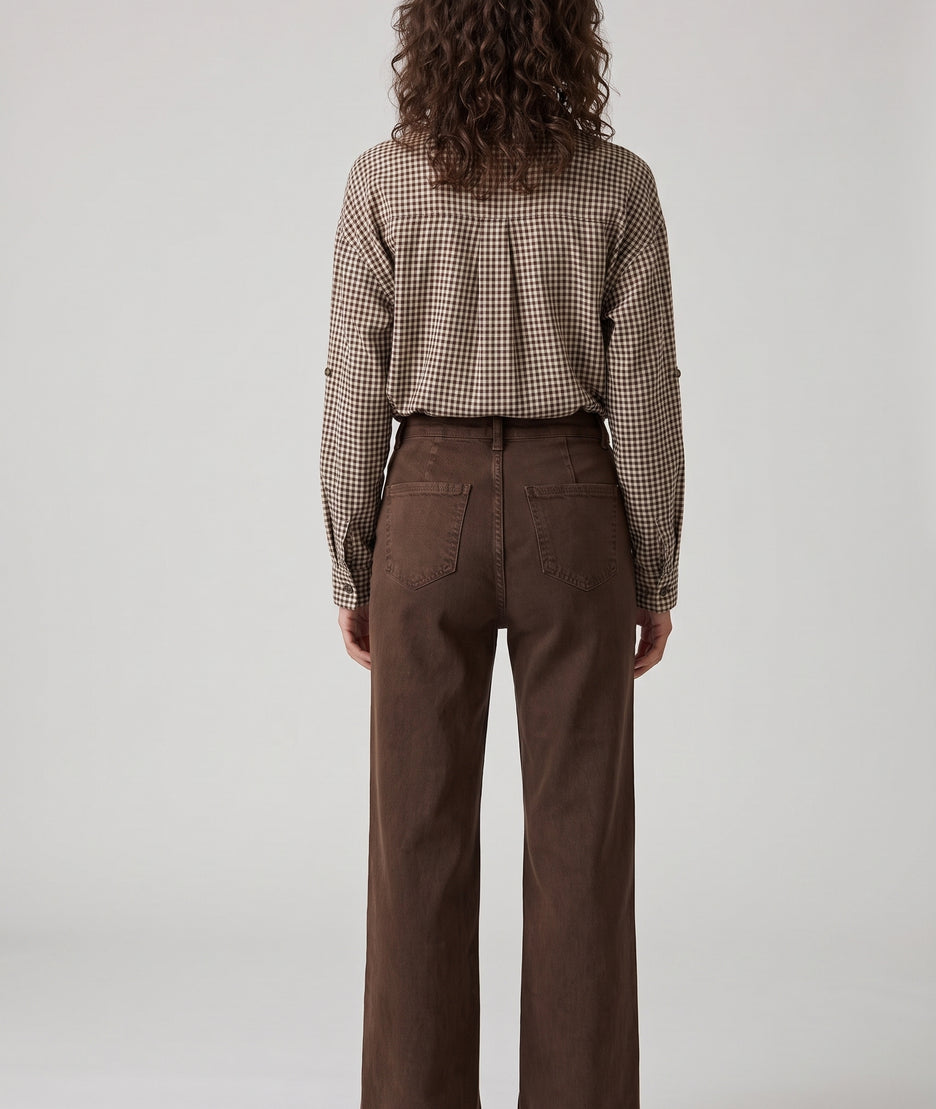 Chemise vichy Rina kaki à carreaux femme dos - Carnaby