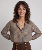Chemise vichy Rina kaki à carreaux femme face - Carnaby