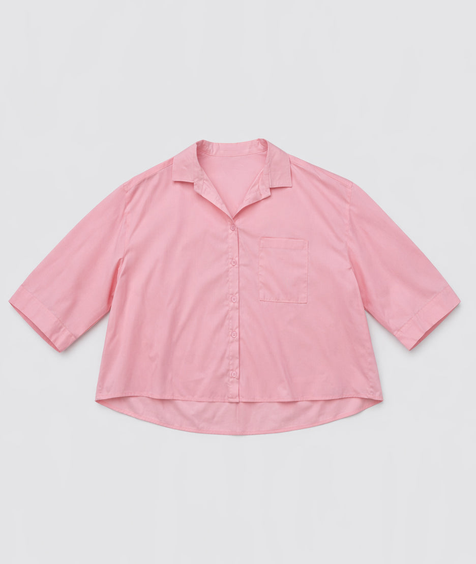 Chemise courte oversize avant - rose