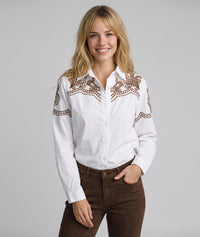 Chemise Roselyne à broderies - blanc