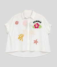 Chemise Summer oversize avec broderies - blanc