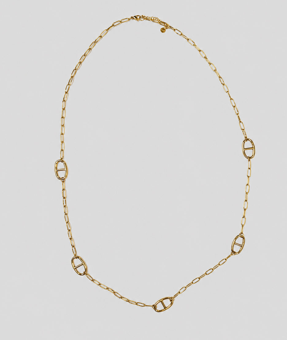 Collier sautoir maillons large Annie doré face ensemble