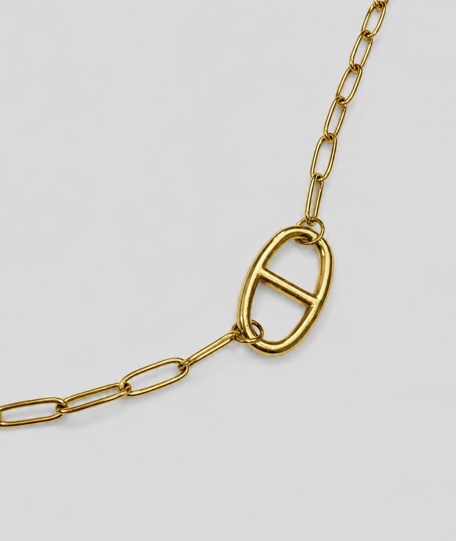 Collier sautoir maillons large Annie doré face détail