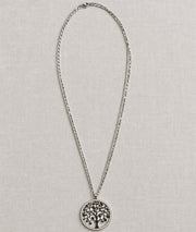 Collier sautoir pendentif Arbre de vie argenté