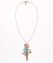 Collier sautoir pendentif Chat jaune face