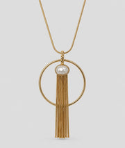 Collier Frange jaune sautoir avec pendentif anneau et franges — marque Carnaby