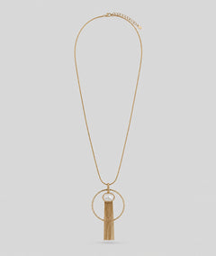 Collier Frange jaune sautoir avec pendentif anneau et franges — marque Carnaby