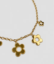 Collier Margy jaune doré détail pendentifs fleurs - Carnaby