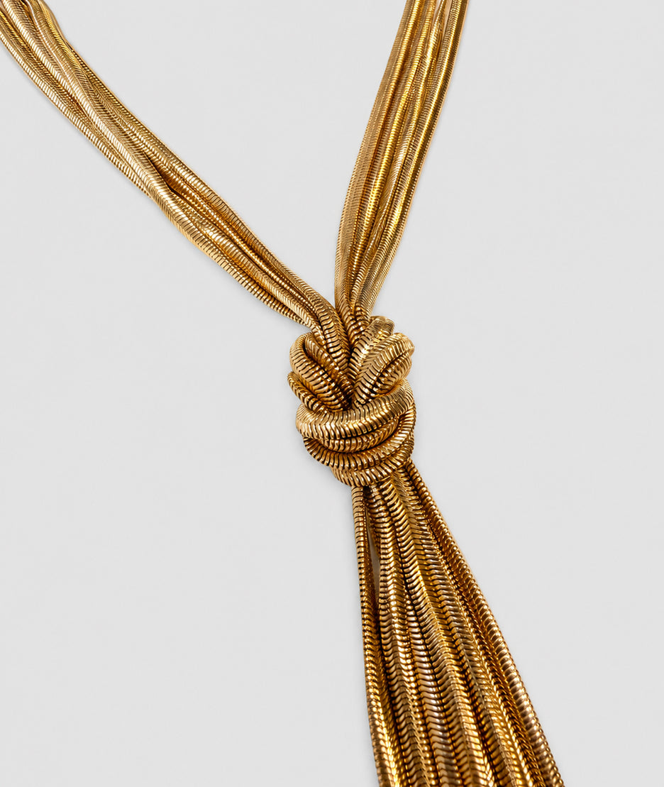 Collier Milla jaune doré détail nœud et maille serpent - Carnaby