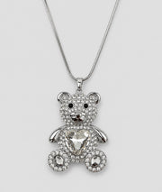 Collier Nours gris sautoir avec pendentif ourson strass — marque Carnaby