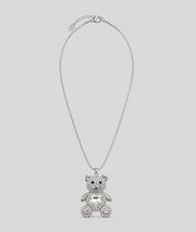 Collier Nours gris sautoir avec pendentif ourson strass — marque Carnaby