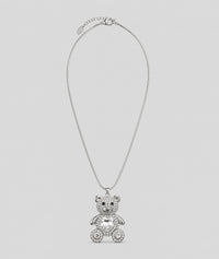 Collier sautoir Nours avec pendentif ourson strass - gris