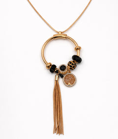 Collier sautoir à pendentifs Ronda jaune face