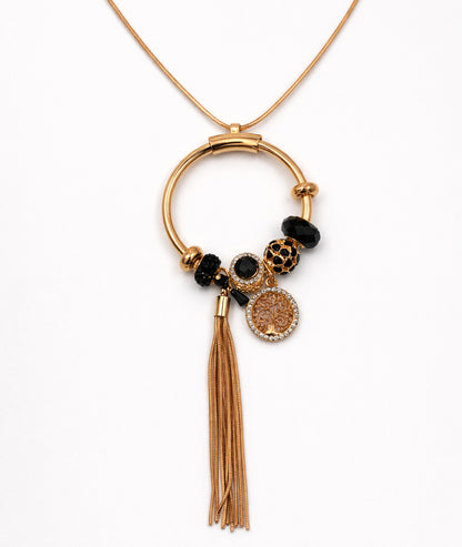 Collier sautoir à pendentifs Ronda jaune face