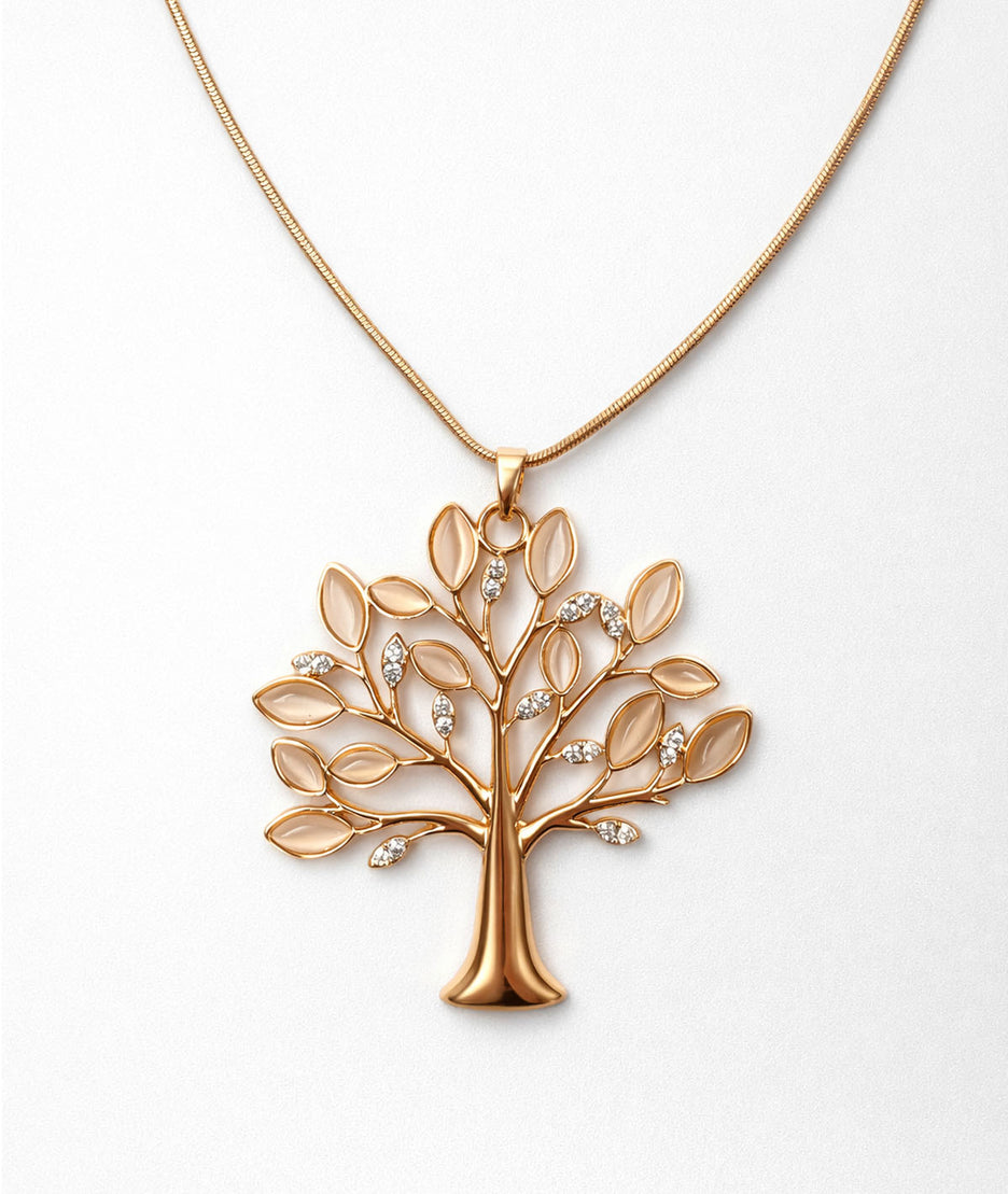 Collier sautoir arbre de Vie jaune détail