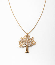 Collier sautoir arbre de Vie jaune face