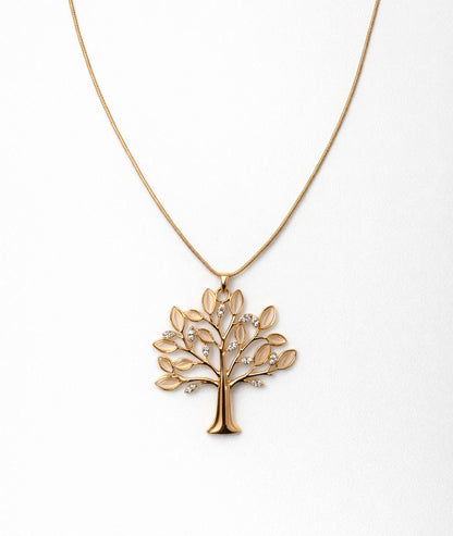 Collier sautoir arbre de Vie jaune face