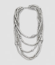 Collier fantaisie gris argenté multi-rangs - Carnaby