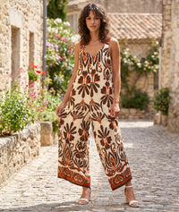 Combinaison Dorita pantalon palazzo imprimé - bleu