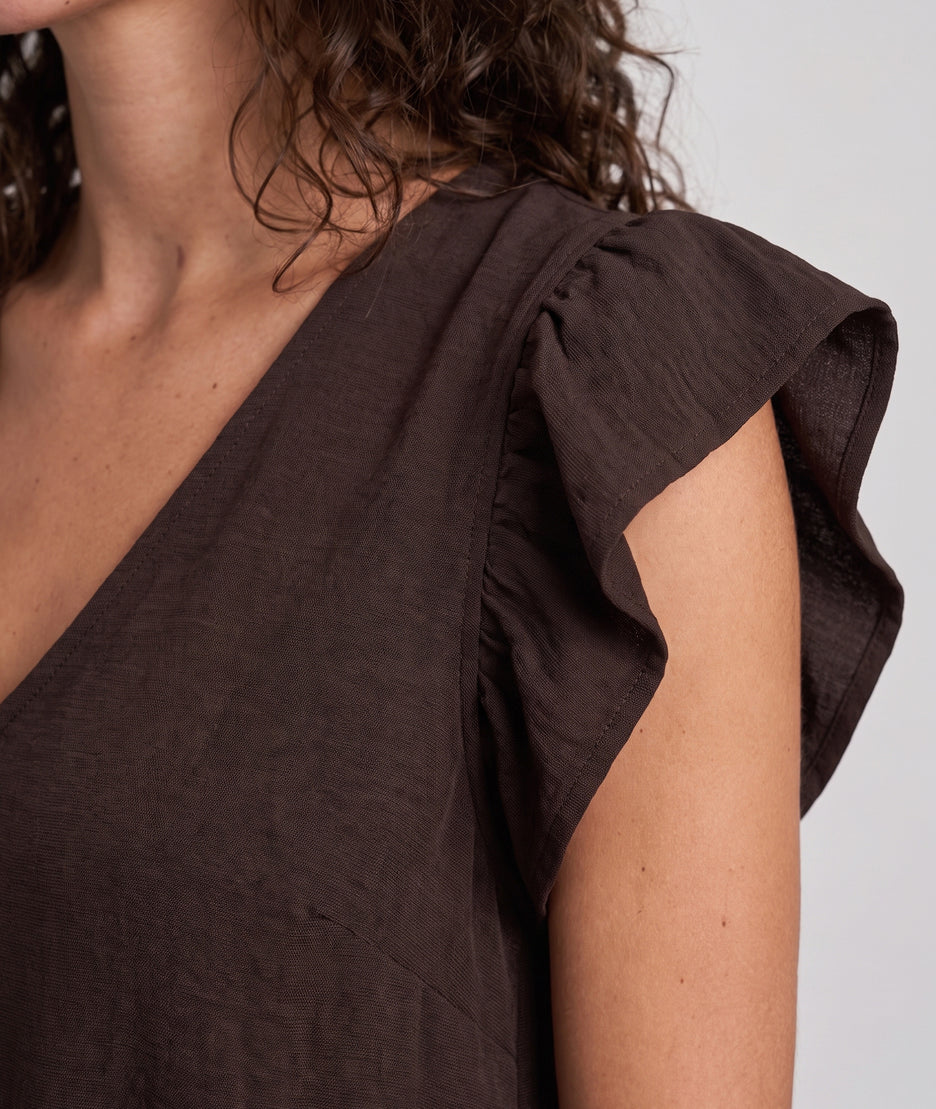 Combinaison Elsa fluide choco détail