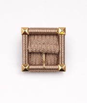 Ceinture tressée boucle carrée Carra beige face