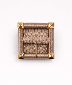 Ceinture tressée boucle carrée Carra beige face